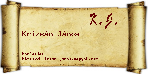 Krizsán János névjegykártya