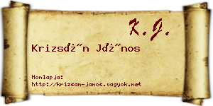 Krizsán János névjegykártya